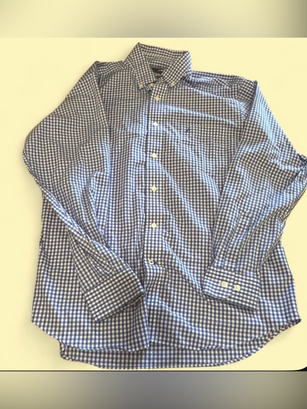 Nautica Blue and White Gingham Button-Down Shirt
